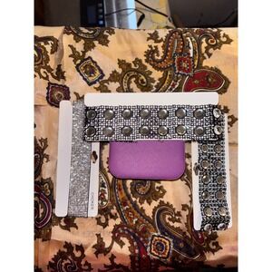 Rhinestone Choker Necklace Set with Purple Travel Jewelry Case Bundle